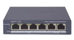 [DS-3E1506P-EI/M] Switch Gigabit PoE+, administrable, 4 Puertos 1000 Mbps PoE+, más 2 Puertos 1000 Mbps Uplink, modo extendido hasta 300 metros