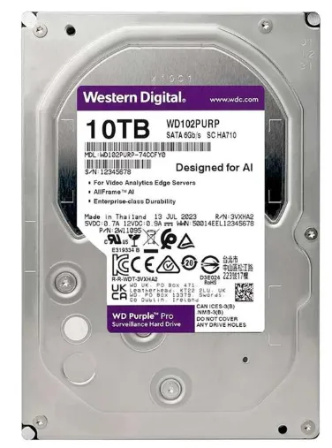 [WD102PURP] Disco rígido WD de 10 TB SATA p/DVR/NVR purple